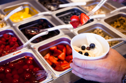 self serve frozen yogurt topping station