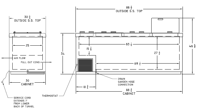 behind counter solid top dipping cabinet 