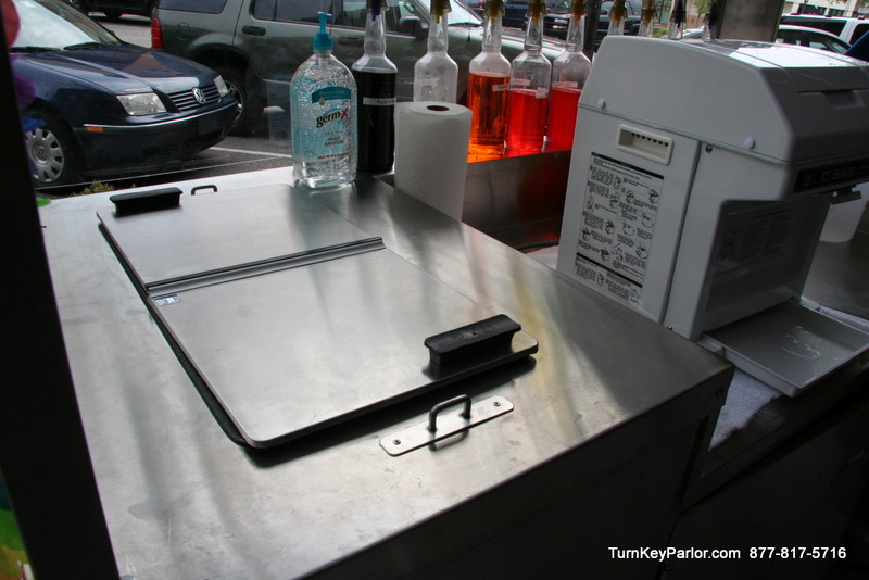 shaved ice carts with mobile sinks self contained with freezer